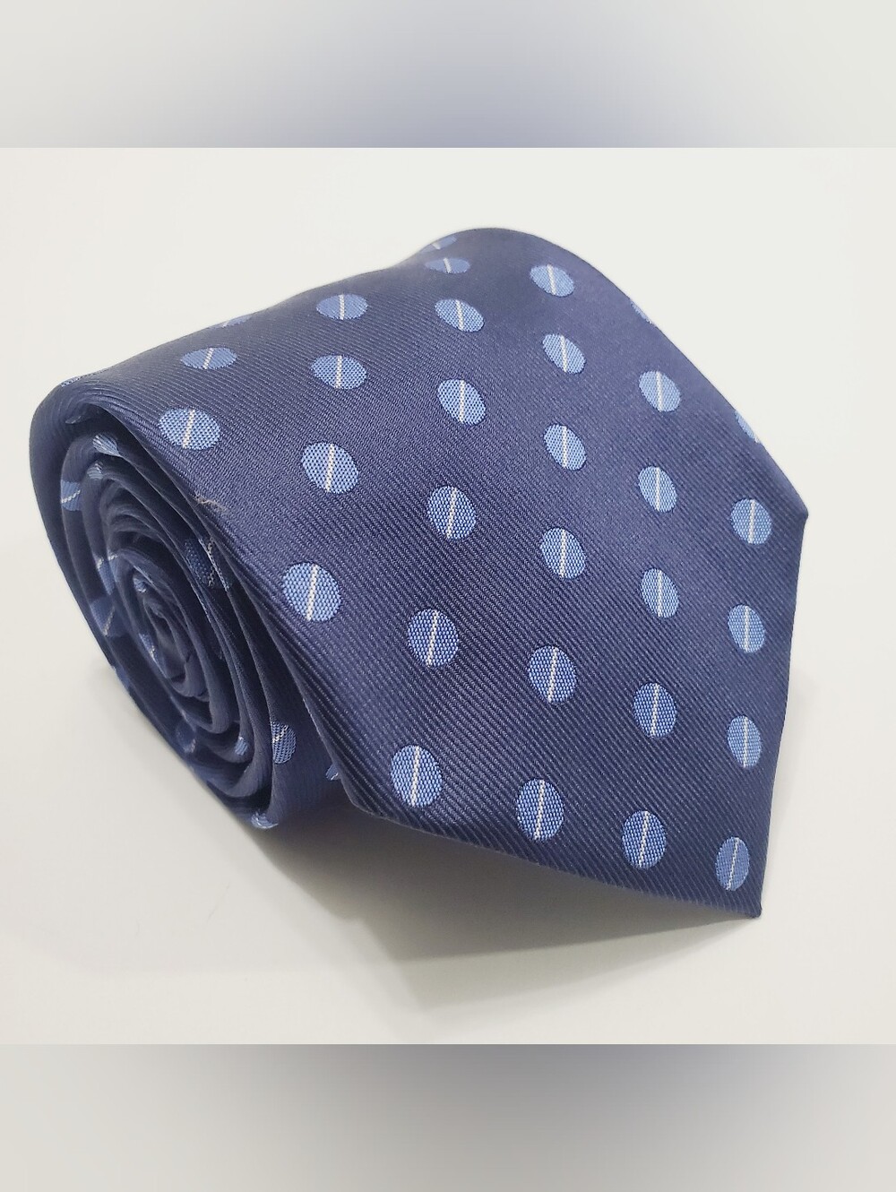 Nick(it) Men's Silk Neck Tie Blue Geometric Pattern Jacquard Fabric 58x3.5"